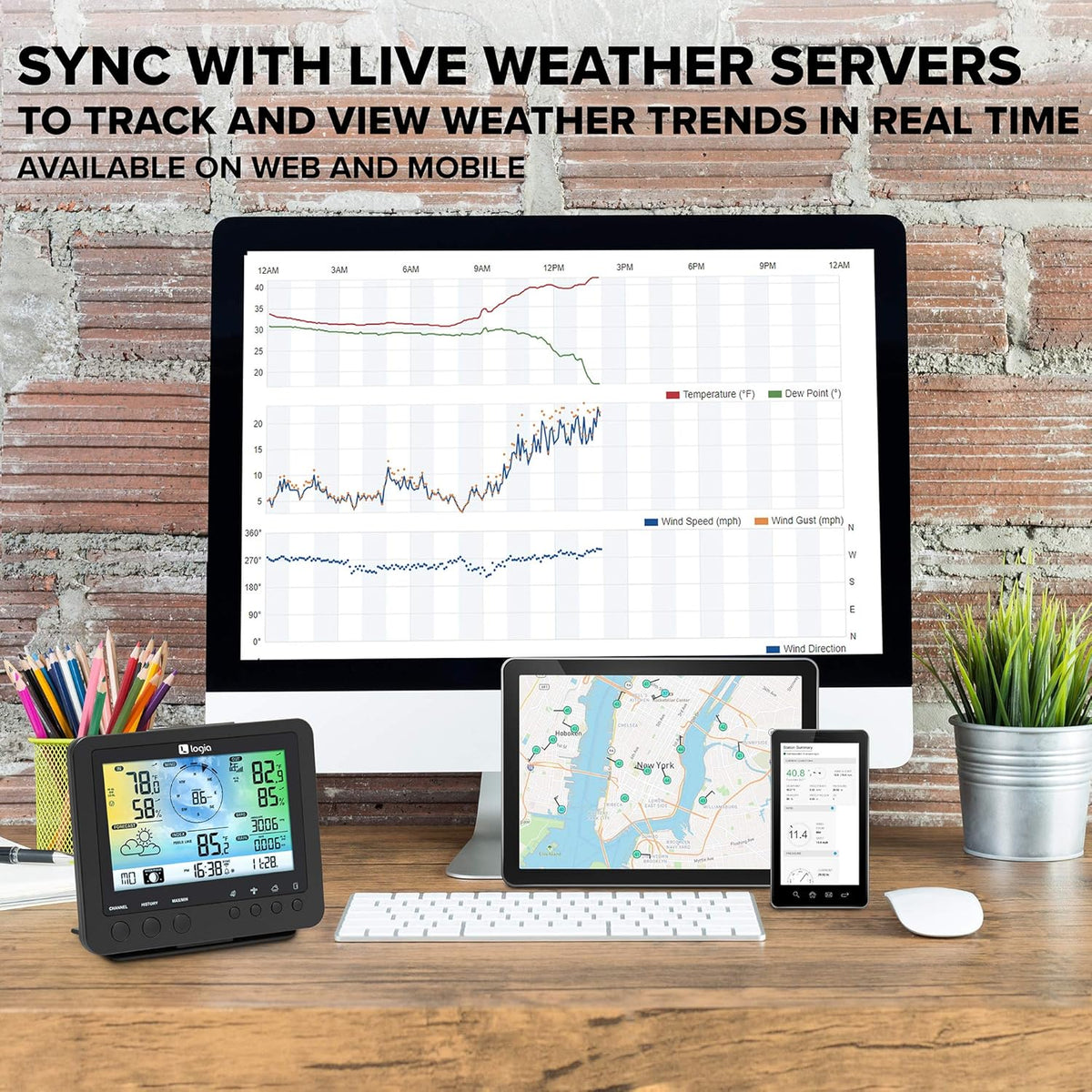 5-in-1 Wi-Fi Weather Station with Indoor/Outdoor Remote Monitoring D740207