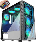Black ATX Mid-Tower Computer Case with 2 Tempered Glass Panels and 6pcs 120mm ARGB Fans T42551