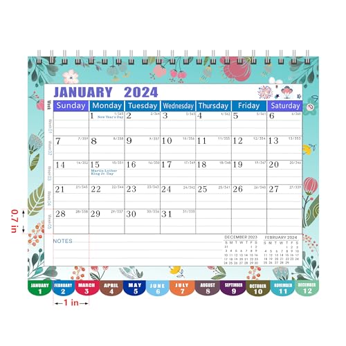 Desk Calendar, 12 Months, 8" x 6", Pink-Floral N153