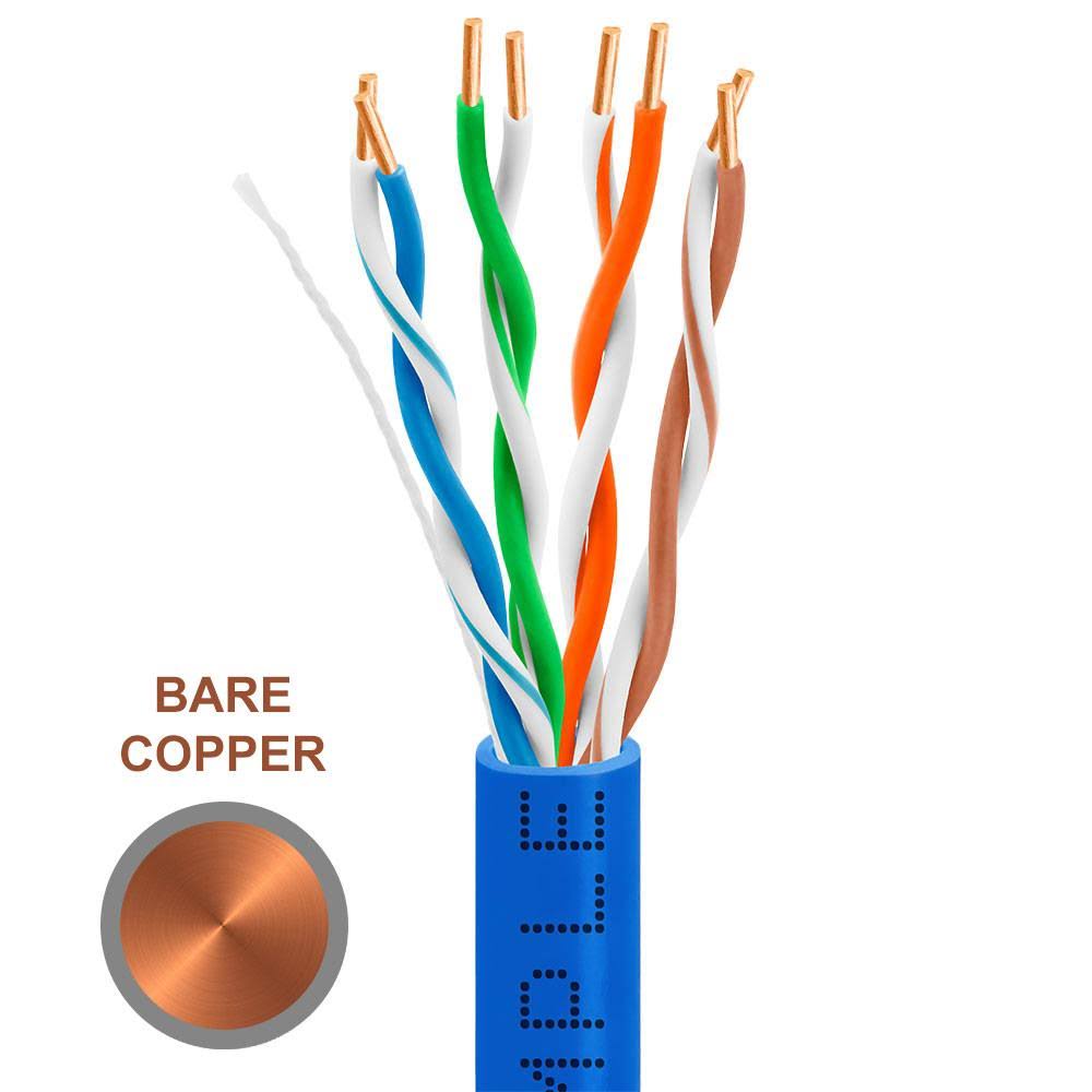 Cat-5e Bulk Cable 350MHz UTP 24AWG Bare Copper 1000ft Blue I9142
