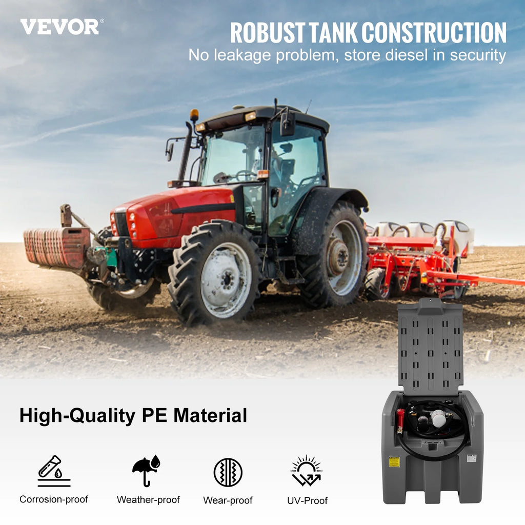 58 Gallon 10 GPM Diesel Fuel Tank with 12V Electric Transfer Pump and 13.1ft Rubber Hose I684902