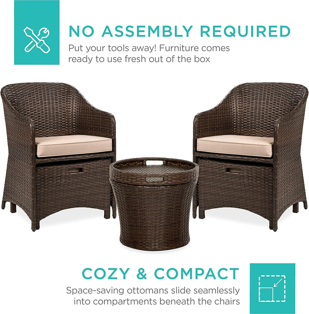 5-Piece Wicker Outdoor Patio Furniture Set with Storage Table L819084