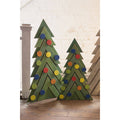 Set of 2 Green Wooden Christmas Trees P699886