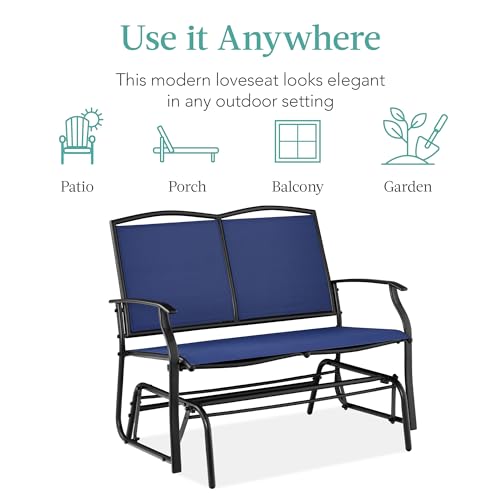 Forest Green/Brown Steel Frame Textilene Fabric 2-Person Outdoor Patio Swing Glider Bench T44805