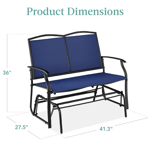 Forest Green/Brown Steel Frame Textilene Fabric 2-Person Outdoor Patio Swing Glider Bench T44805