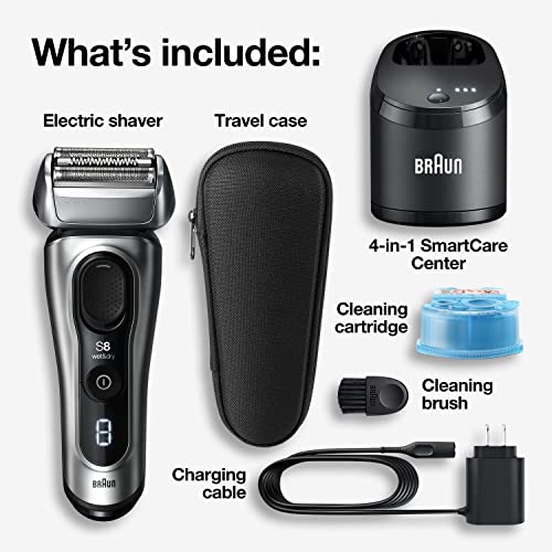 Electric Foil Shaver with Precision Beard Trimmer, Cleaning & Charging SmartCare Center, Galvano Silver J93954