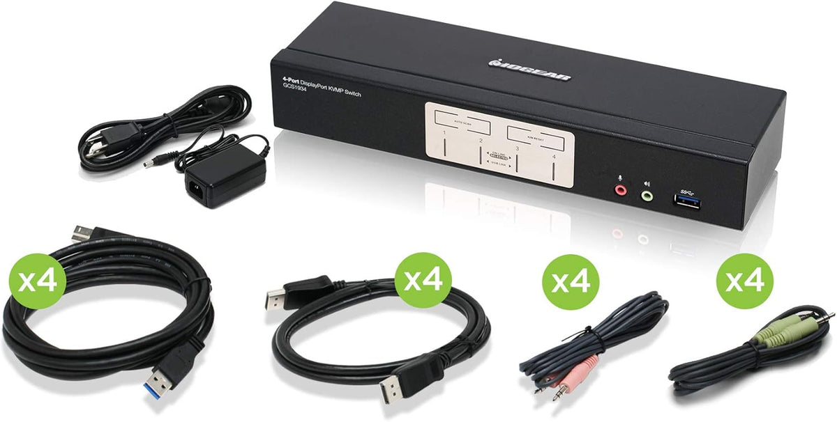 4-Port 4K DisplayPort KVMP Switch with Dual Video Out S26435