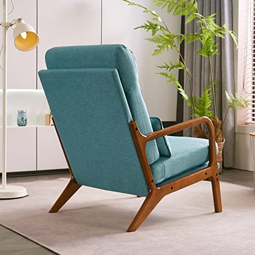 Beige Linen High Back Accent Chair with Solid Wood G62963