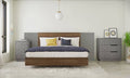 5 Piece Queen Size Bedroom Set in Walnut and Greige V8700