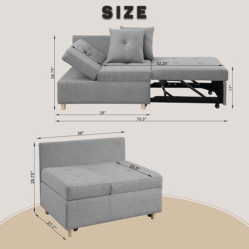 Grey 3 L-Shaped Convertible Sofa Bed U723