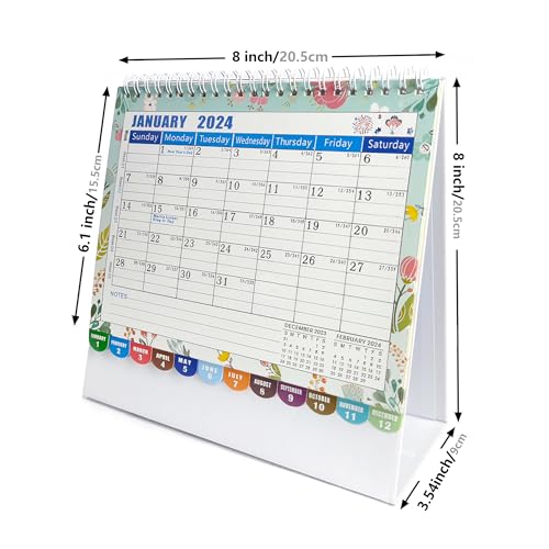 Desk Calendar, 12 Months, 8" x 6", Pink-Floral N153
