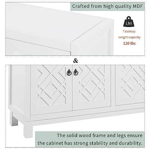 Black 4 Door Sideboard Storage Cabinet with Adjustable Shelves I72964