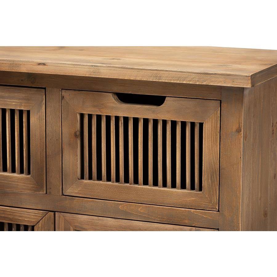 Medium Oak Finished 2-Door 2-Drawer Wood Storage Cabinet P143120