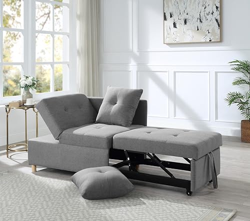 Grey 3 L-Shaped Convertible Sofa Bed U723