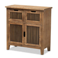 Medium Oak Finished 2-Door 2-Drawer Wood Storage Cabinet P143120