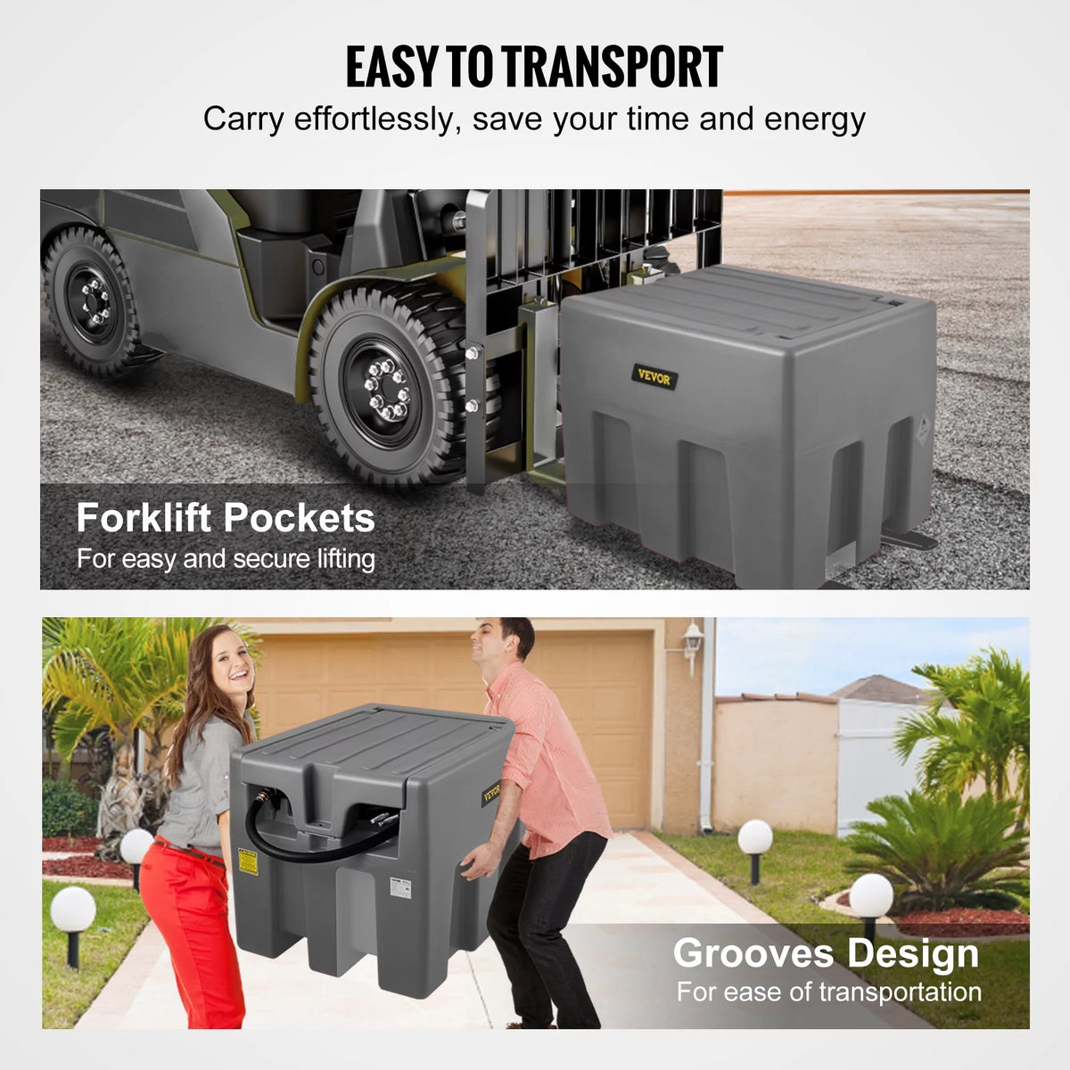 58 Gallon 10 GPM Diesel Fuel Tank with 12V Electric Transfer Pump and 13.1ft Rubber Hose I684902