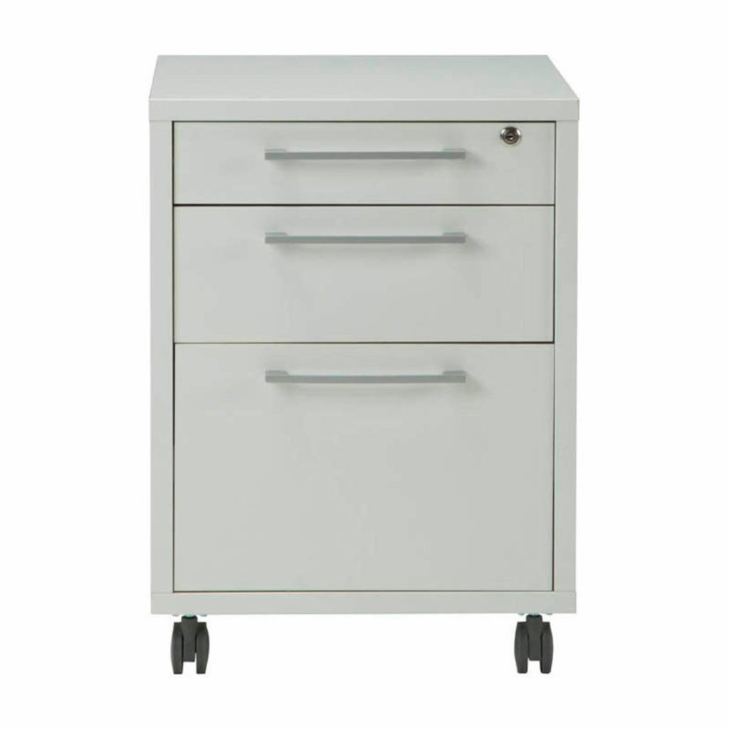 White 3 Drawer Mobile File Cabinet M4129