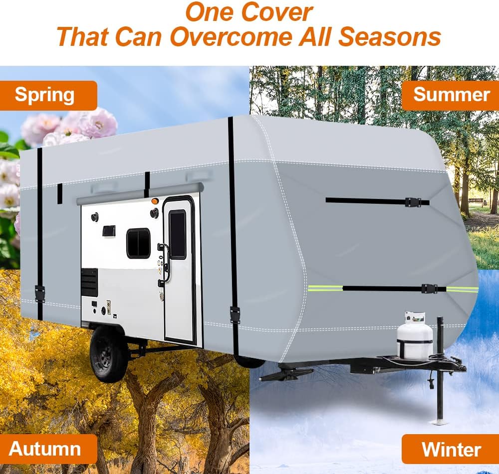 600D Waterproof Oxford Travel Trailer RV Cover 28'7''-31'6'' with Tire Cover Z971835