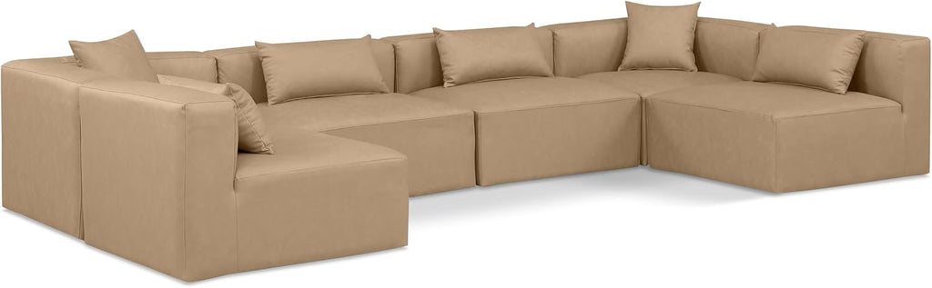 Tan Vegan Leather Modular Sectional E766
