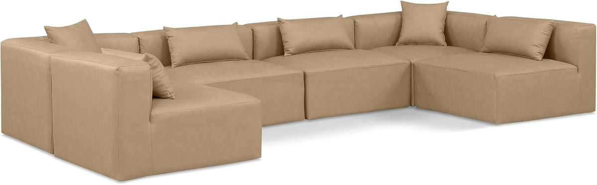 Tan Vegan Leather Modular Sectional E766