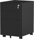 White 3 Drawer Metal File Cabinet with Lock and Wheels D945606