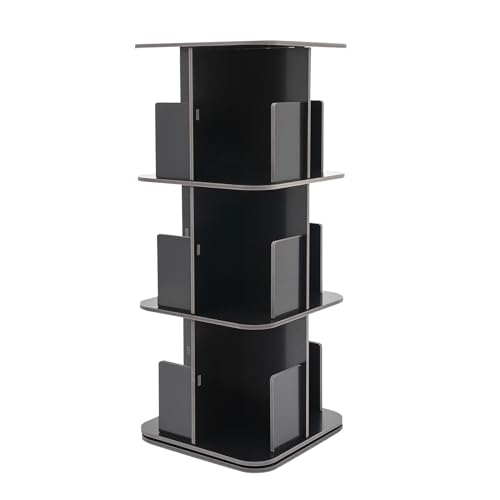 Black 3 Tier Rotating Bookcase V24717