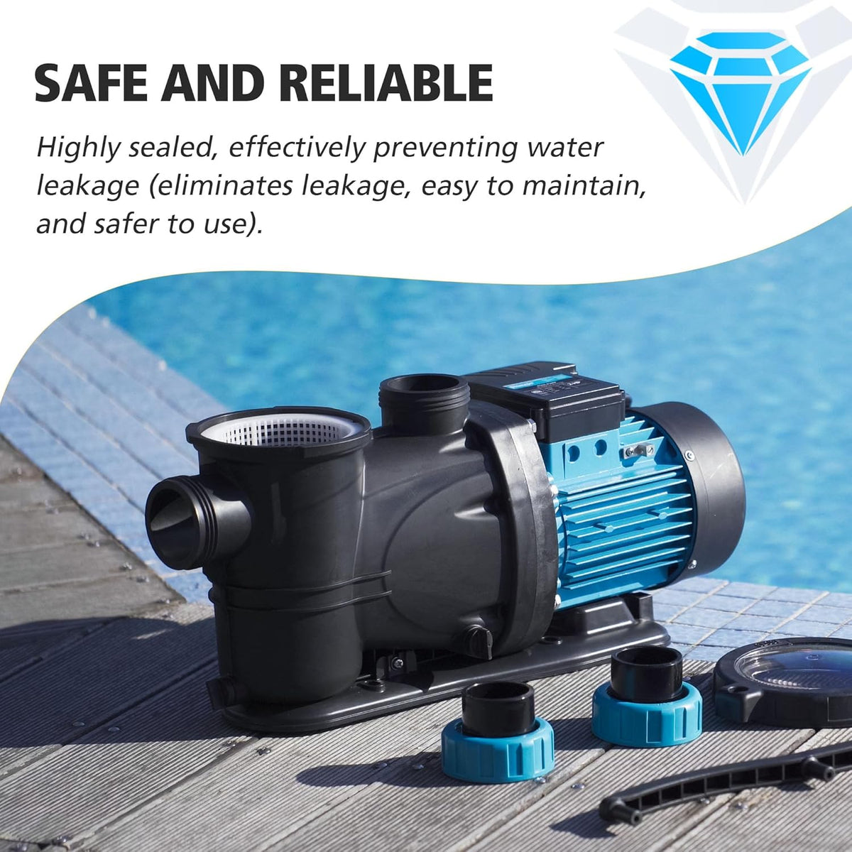 2HP 6950 GPH 115V Single Speed Self Priming Pool Pump with Strainer Basket T76038
