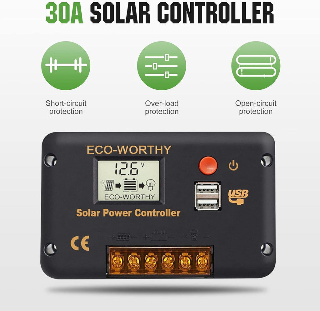 100 Watt 12 Volt Solar Panel Kit with Charge Controller and Mounting Brackets K5093