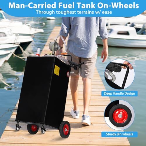 30 Gallon Portable Gas Caddy on 4 Wheels with Manual Transfer Pump Z7661