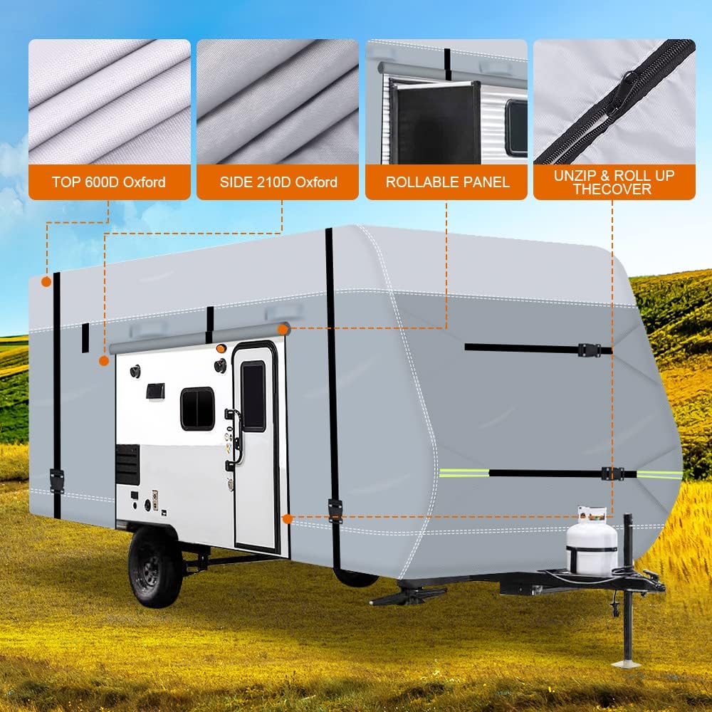 600D Waterproof Oxford Travel Trailer RV Cover 28'7''-31'6'' with Tire Cover Z971835