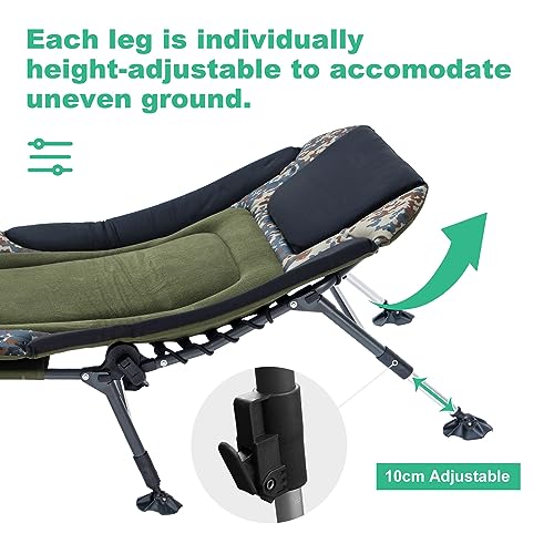 Oversized Folding Camping Cot with Mattress and Carry Bag, Green E954