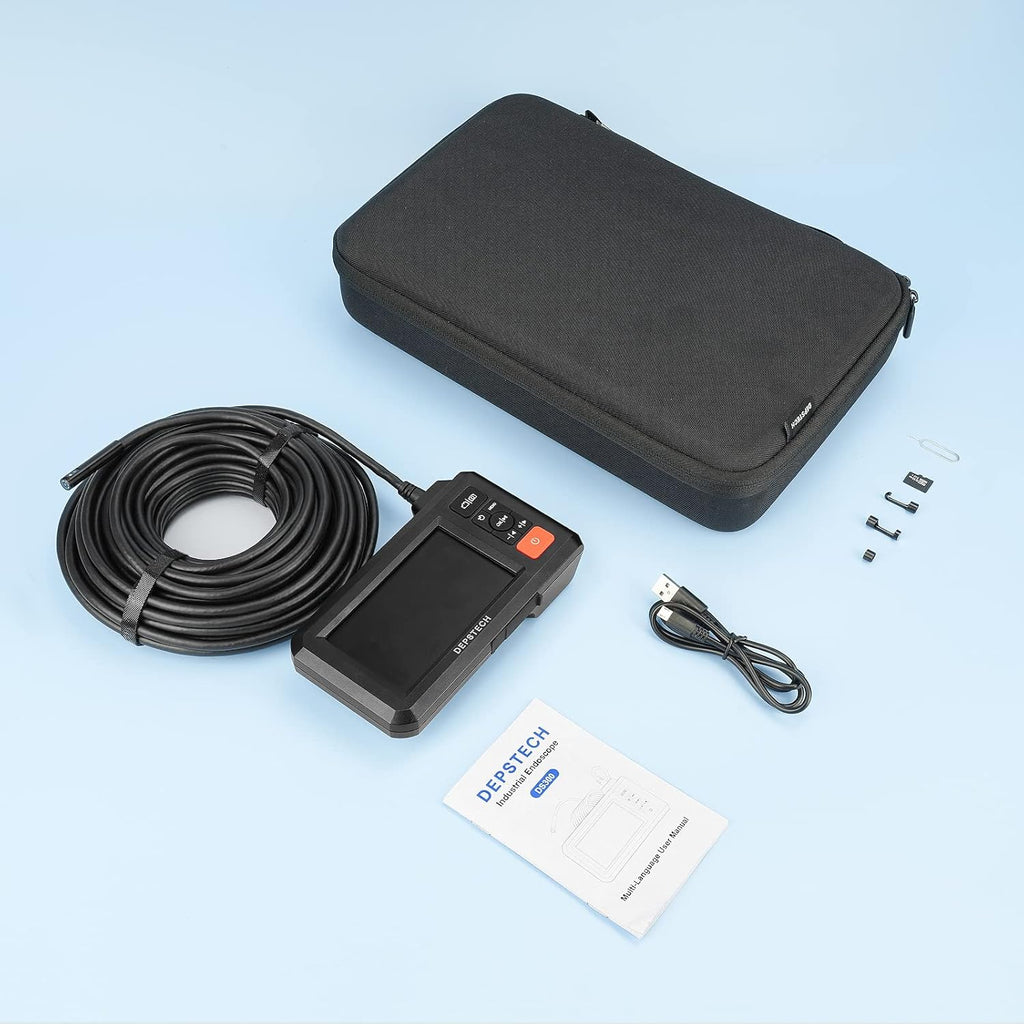 Dual Lens Endoscope with 50FT Semi-Rigid Cable, 1080P Borescope Inspection Camera, 7.9mm, IP67 Waterproof, 7 LED Lights Z5205