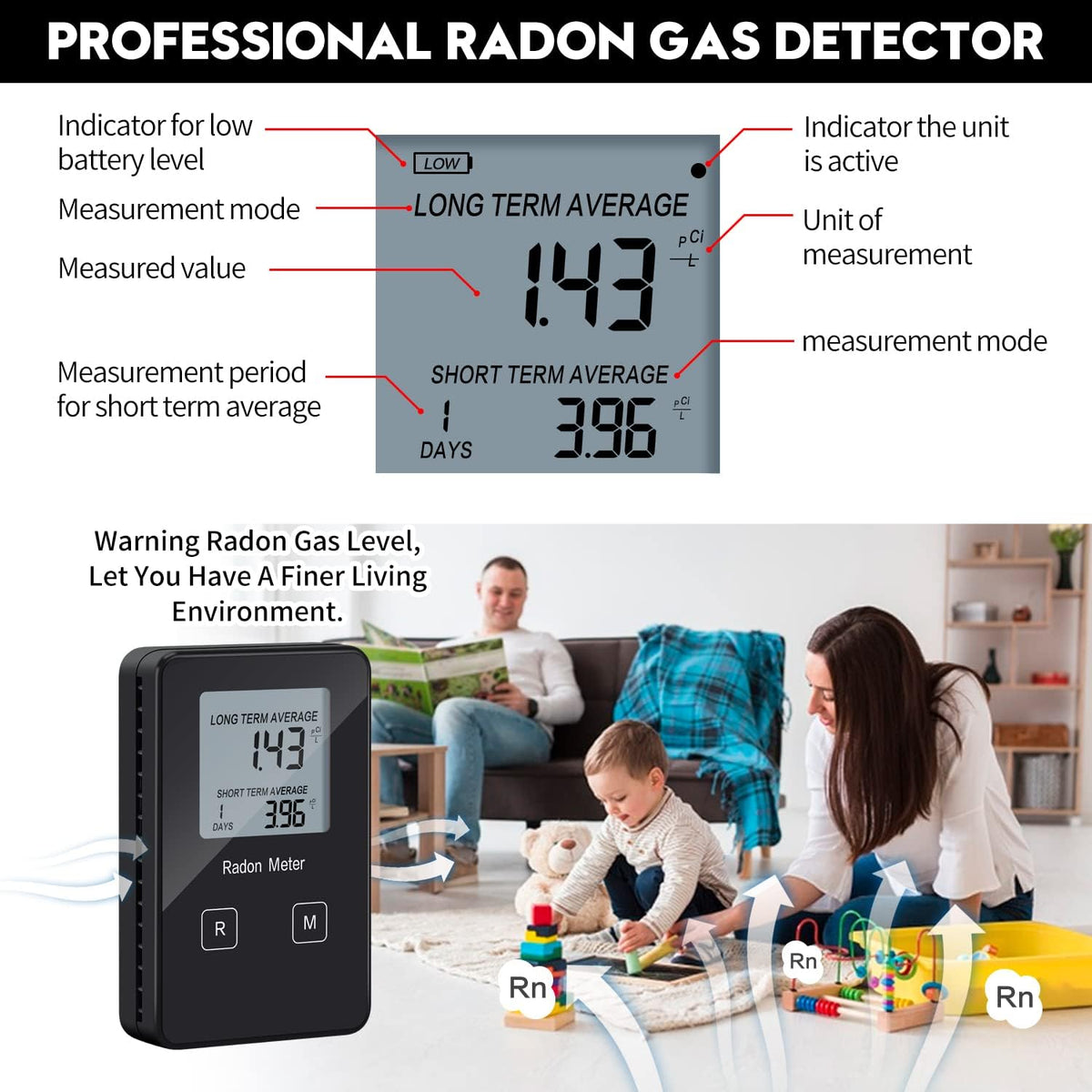 Portable Radon Detector with Rechargeable Battery Z968780