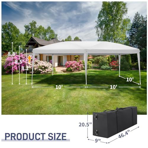 10x20ft Pop Up Canopy Tent with 6 SideWalls (Black) G9726