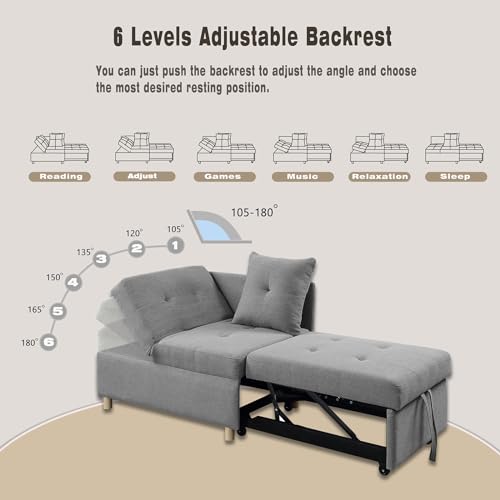 Grey 3 L-Shaped Convertible Sofa Bed U723
