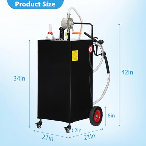 30 Gallon Portable Gas Caddy on 4 Wheels with Manual Transfer Pump Z7661