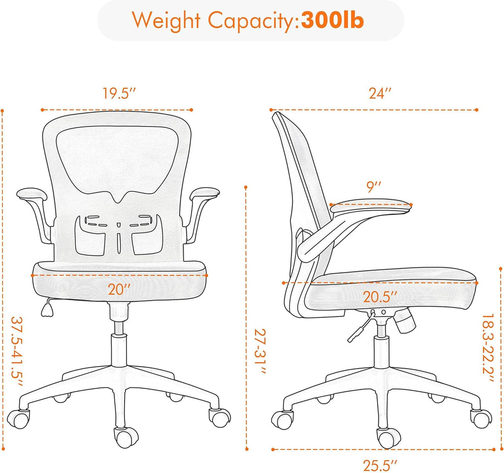 Black Ergonomic Mesh Office Chair with Flip-up Arms T104456