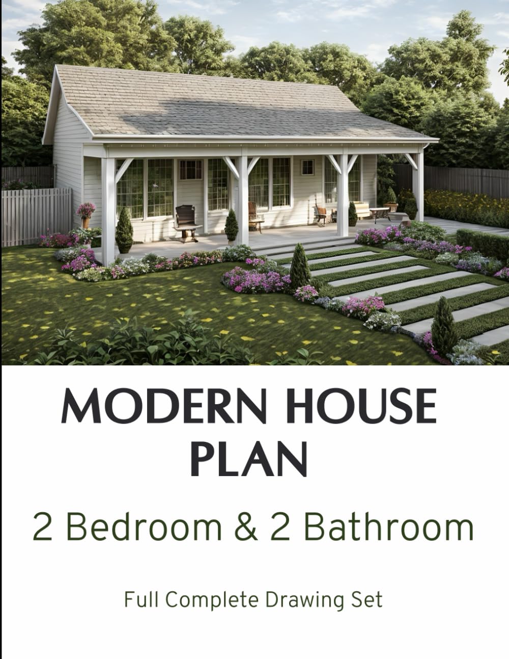 860 square feet 2 Bedroom 2 Bathroom Tiny House Plan Drawing Set W989