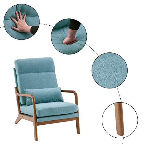 Beige Linen High Back Accent Chair with Solid Wood G62963