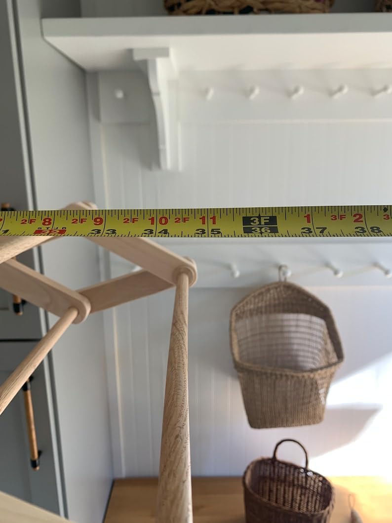 21” x 16” Collapsable Wooden Wall Mounted Drying Rack with Peg Hooks A2347
