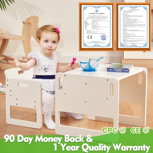 Pink Solid Wood Toddler Table and Chair Set O750