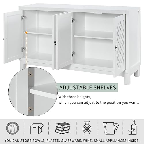Black 4 Door Sideboard Storage Cabinet with Adjustable Shelves I72964