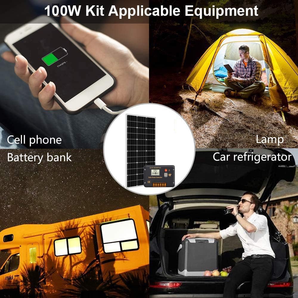 100 Watt 12 Volt Solar Panel Kit with Charge Controller and Mounting Brackets K5093