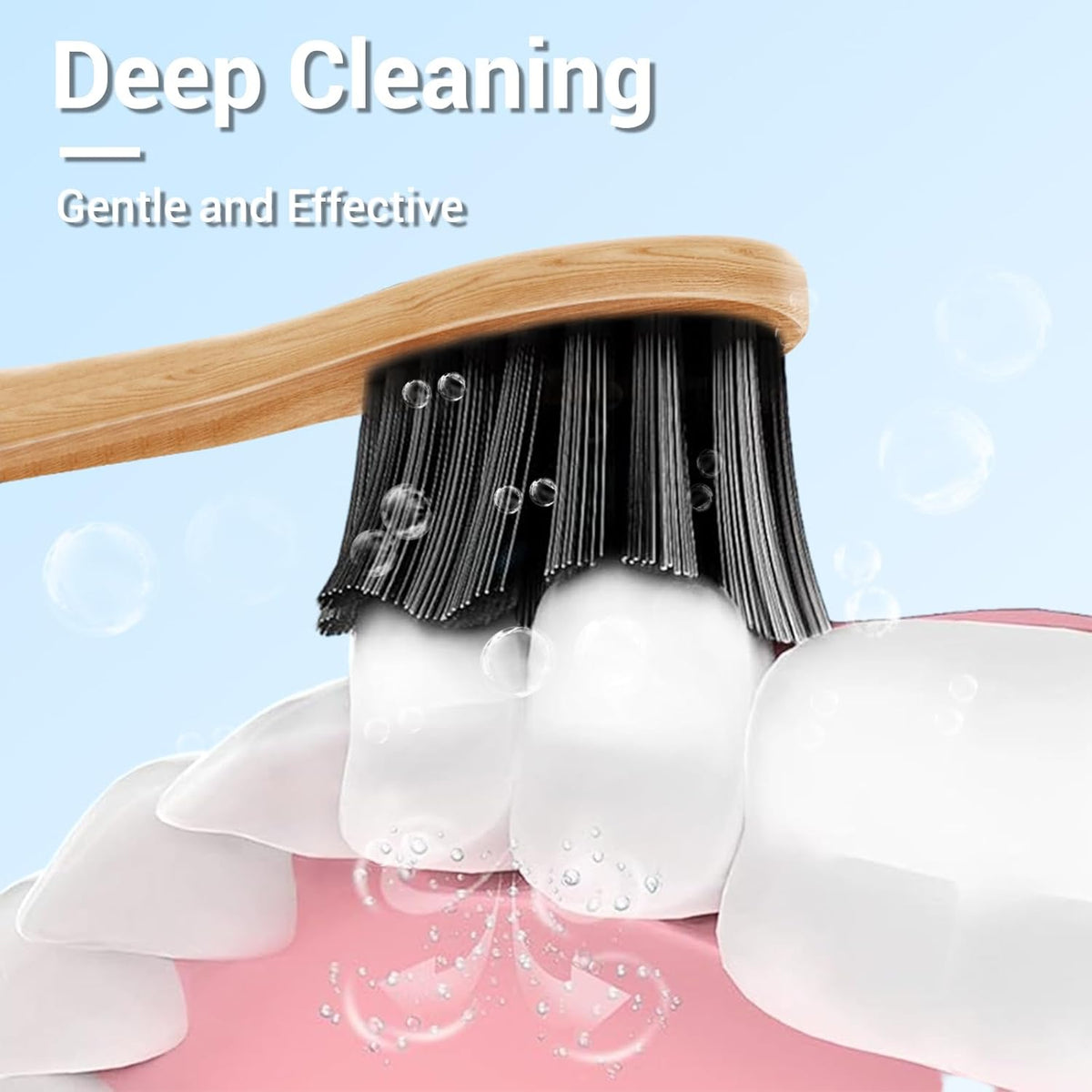 Bamboo Electric Toothbrush 5 Cleaning Modes Sonic Toothbrush Replacement Heads with Plant-Based Bristle 4 Pack E4805
