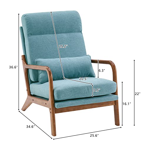 Beige Linen High Back Accent Chair with Solid Wood G62963