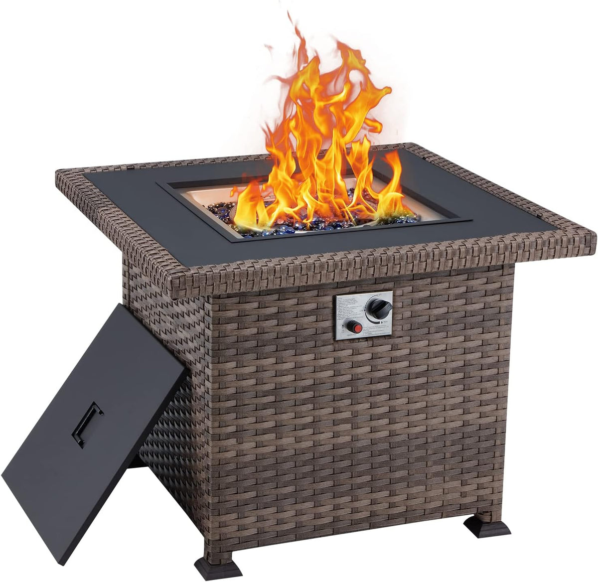 50in 50000BTU Propane Fire Pit Table with Cover and Blue Fire Glass Y40534