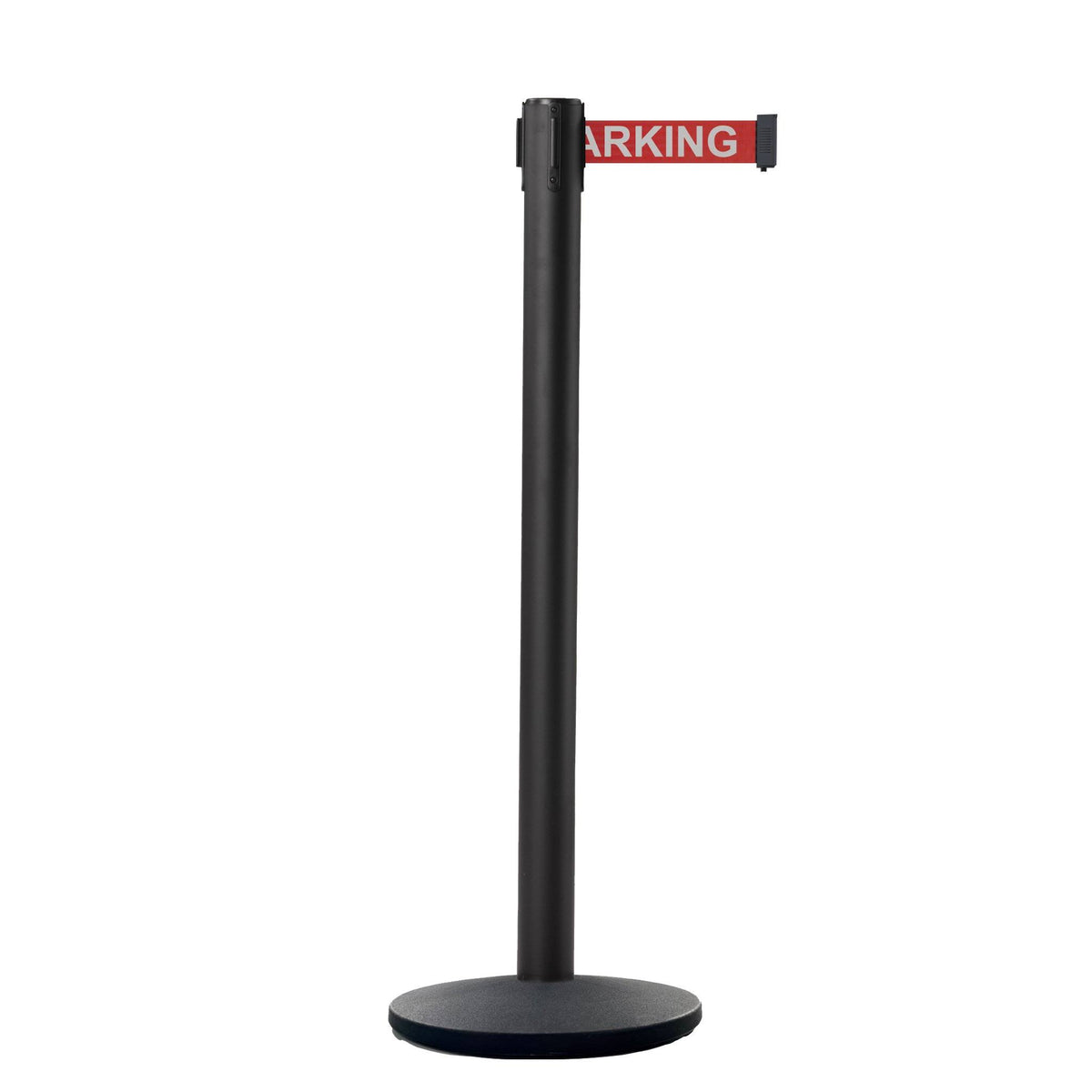 Retractable Belt Barrier Black Post Cast Iron Base 7.5 ft. Belt G230678