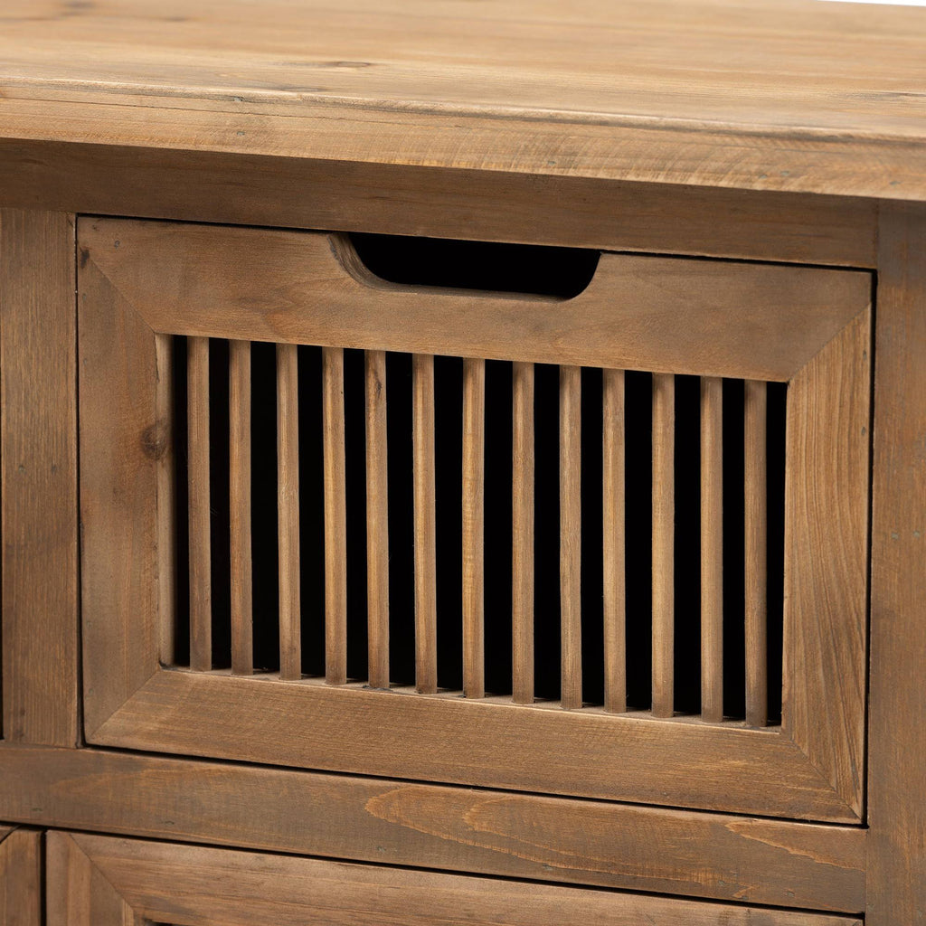 Medium Oak Finished 2-Door 2-Drawer Wood Storage Cabinet P143120