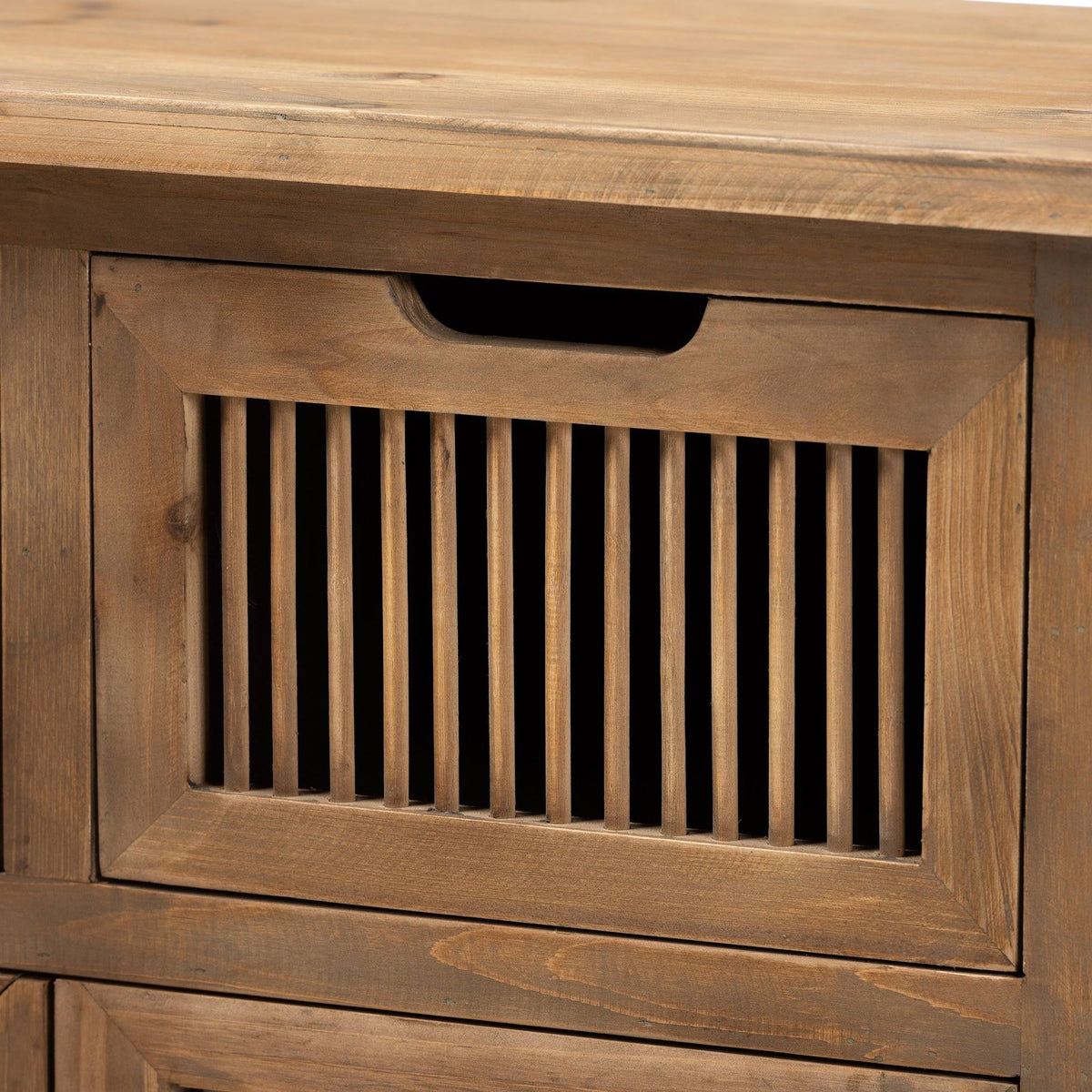 Medium Oak Finished 2-Door 2-Drawer Wood Storage Cabinet P143120