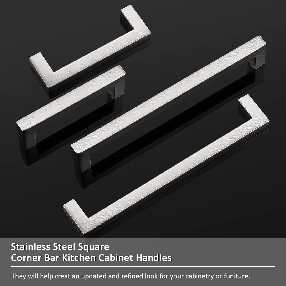 30 Pack Stainless Steel Square Corner Kitchen Cabinet Door Handles Y1839